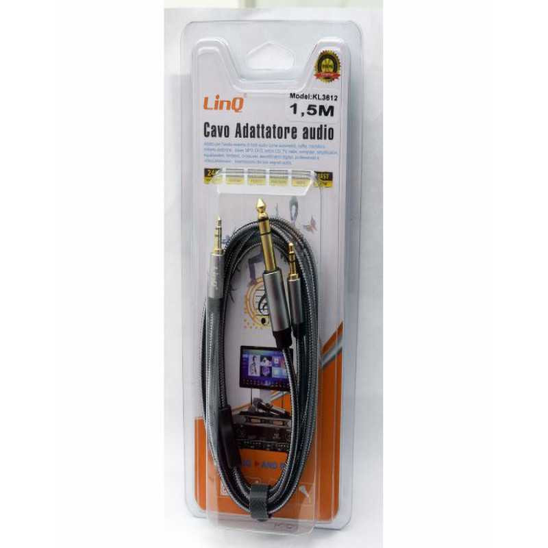 Câble Audio Jack 3.5mm Mâle / Jack 3.5mm + Jack 6.5mm Mâle Nylon Tressé 1.5m LinQ KL3612 — LinQ · Smarty Paris 18e